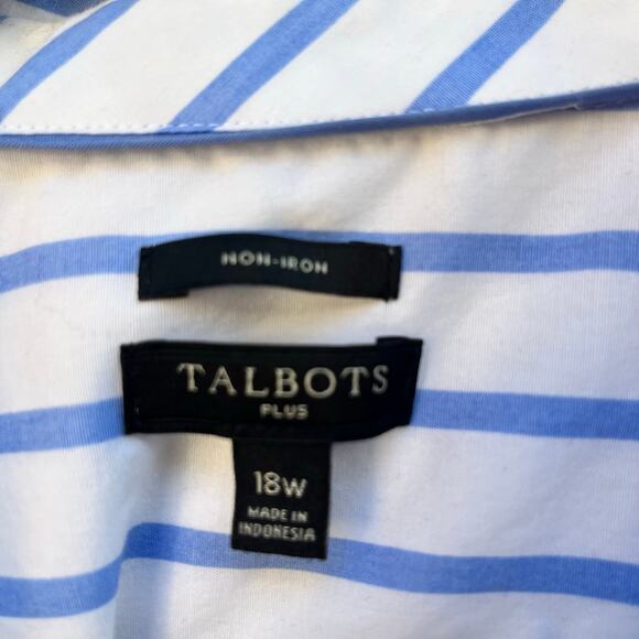 TALBOTS PERFECT SHIRT FRENCH STRIPE PEARL GOLD BUTTONS PROFESSIONAL SZ  18W - Picture 4 of 11